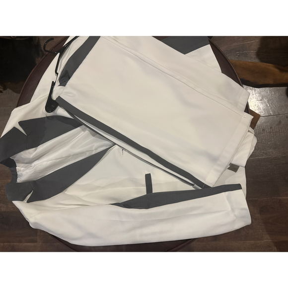 SHEIN Clasi Pants - SHEIN Clasi White and Grey Suit Set